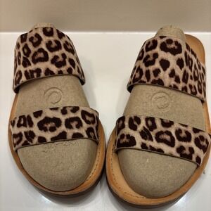 Soda Cheetah Leopard Print Pattern Double Strap‎ Slide Sandals Sz 5.5